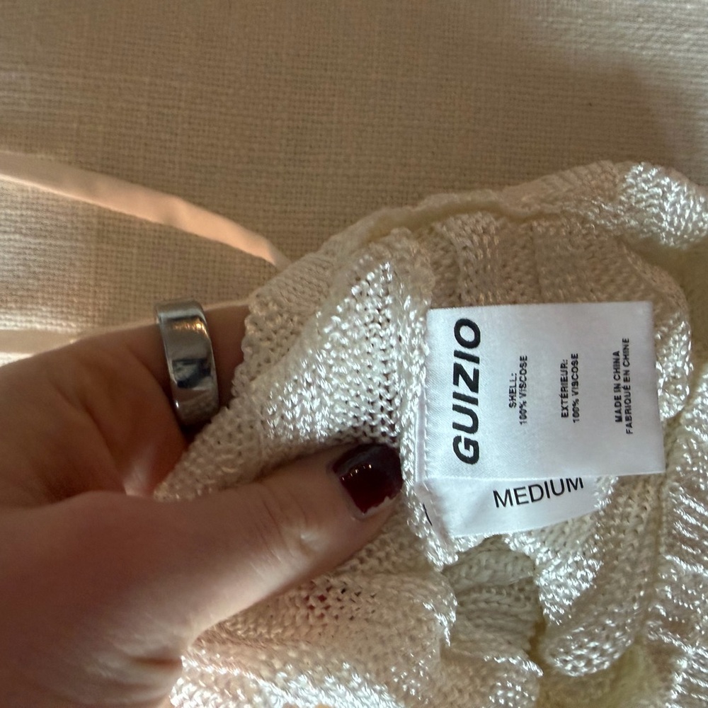 Danielle Guizio Cream Ribbed Knit Cami Top - Picture 4 of 4